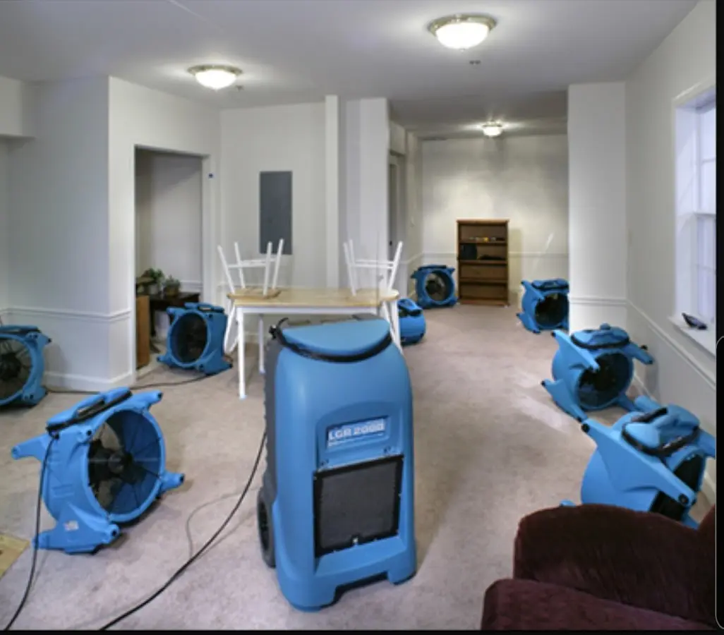 Air movers and dehumidifier setup for Water Extraction & Removal in Elyria
